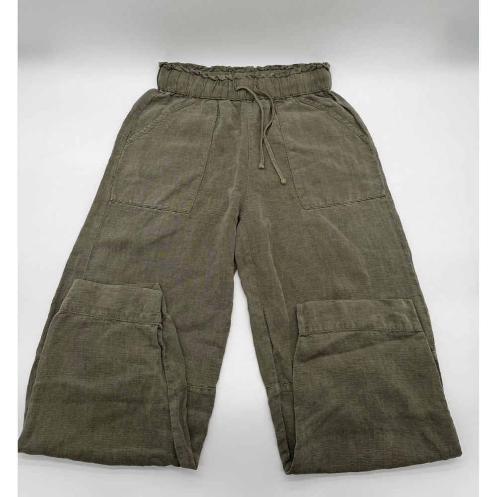 Joie Olive Green Linen Blend Paperbag Waist Drawstring Jogger Pants Womens Small